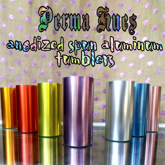 7 vintage anodized Aluminum tumblers